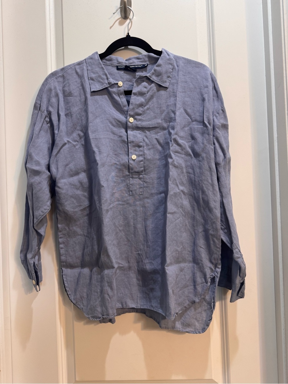 Ralph Lauren Blue Collared Shirt Sz 14 Length 27” Armpit To Armpit 22”Buttons